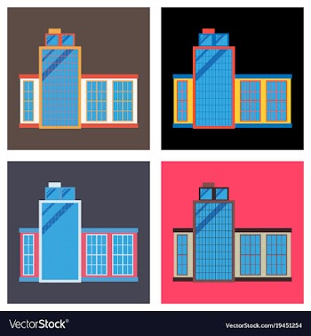 Commercial building architecture in flat design vector image