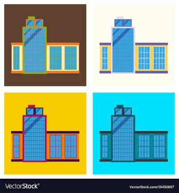 Commercial building architecture in flat design vector image