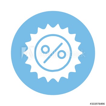 commercial medal with percent symbol block style