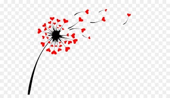 Common Dandelion Tattoo Wall decal Sticker Sasikirana ♥ Relaxing with heart - Heart-shaped flying dandelion 