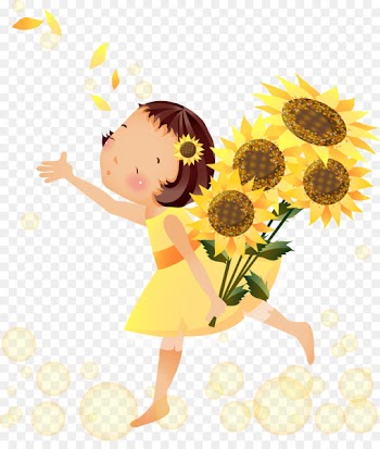 Common sunflower Drawing Cartoon - seasons 