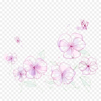 Common sunflower Euclidean vector Line - Water painted pink flowers 