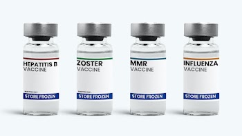Common vaccine injection vial glass bottles with store frozen label