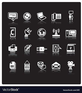 Communication icons black and white vector image