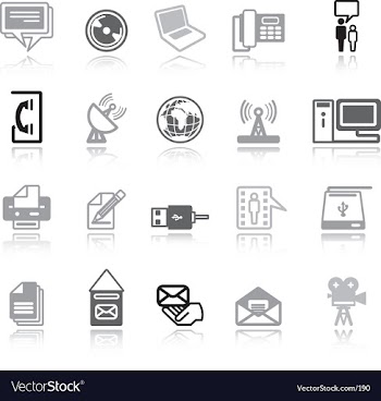Communication icons grey vector image
