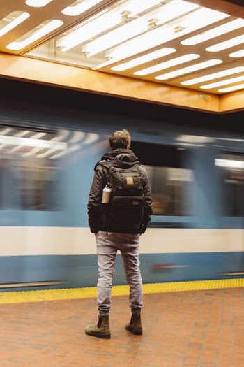 Commuter At A Subway Platform