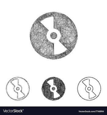 Compact disc icon set - sketch line art vector image