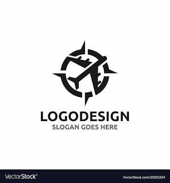 Compas aviation logo design vector image