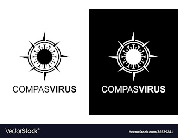 compass and corona virus concept logo design