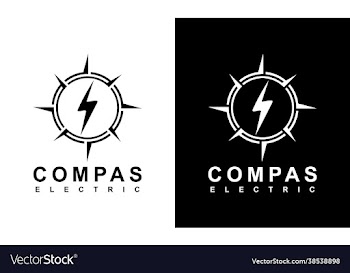 compass concept electrical lightning thunder bolt