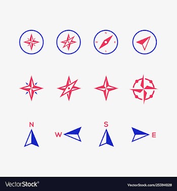 Compass icons on gray background vector image