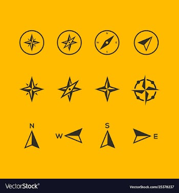 Compass icons on yellow background vector image