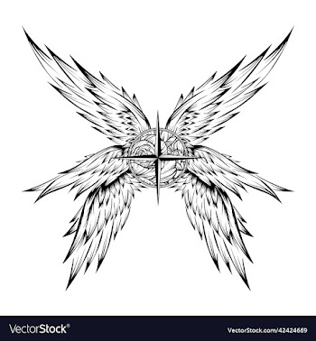 compass needle tattoo with wings