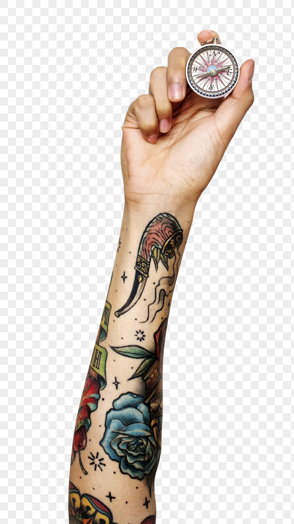 Compass png in hand sticker | Free PNG - rawpixel