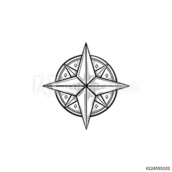 Compass wind rose hand drawn outline doodle icon