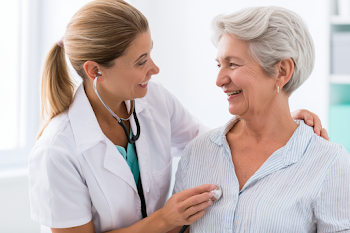 Compassionate Care: Young Cardiologist with Senior Patient