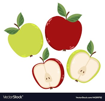 composition of red and green apples on white