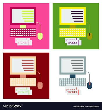 Computer and ticket vector image