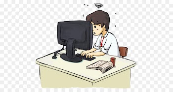 Computer Cartoon Download Illustration - People work 