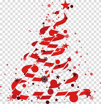 Computer file, Painted red ribbon Star Christmas tree transparent background PNG clipart