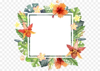Computer file - Watercolor hand painted summer floral border 