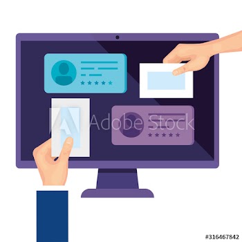 computer for vote online with hands design