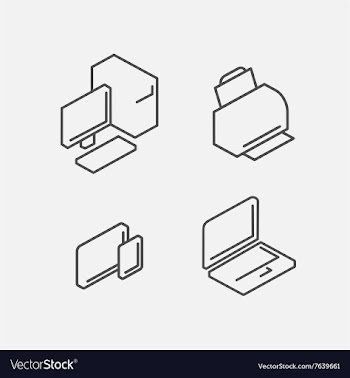 Computer line icons vector image
