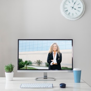 Computer mockup on desk Free Psd