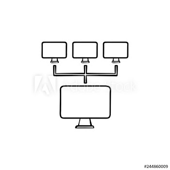 Computer network hand drawn outline doodle icon