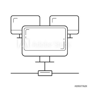 Computer network vector line icon isolated on white background