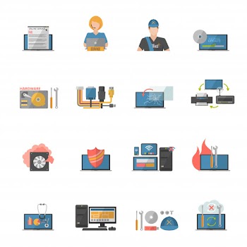 Computer repair icons set Free Vector