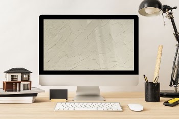 Computer screen mockup, minimal workspace | Free PSD Mockup - rawpixel