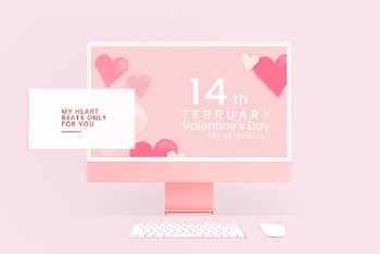 Computer screen mockup psd, pink | Free PSD Mockup - rawpixel