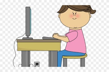 Computer Station Cliparts - Girl Sitting At Computer Clipart