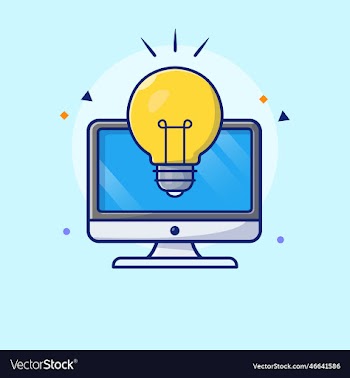 computer with lamp cartoon