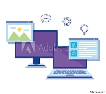 computers with social media icons