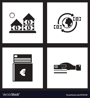 Concept flat icons black and white economy vector image