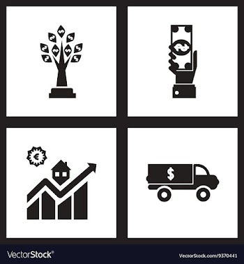 Concept flat icons black and white economy vector image
