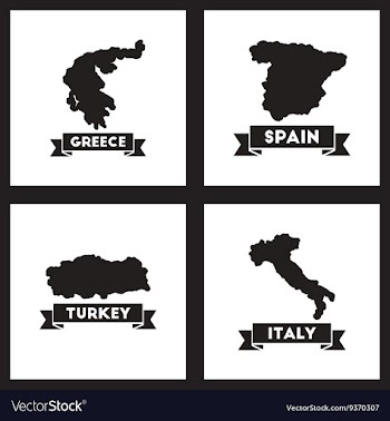 Concept flat icons black and white maps of vector image