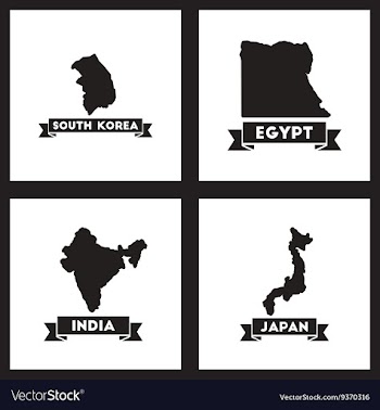 Concept flat icons black and white maps of vector image