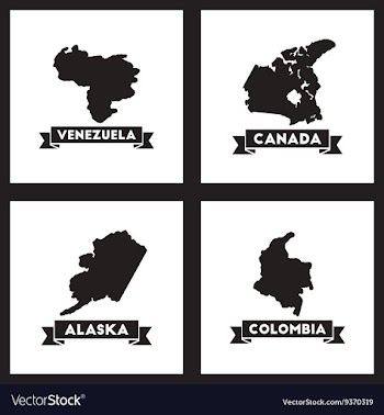 Concept flat icons black and white maps of vector image