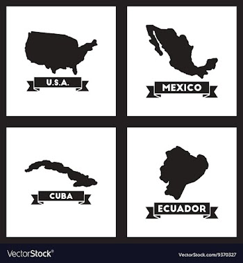 Concept flat icons black and white maps of vector image