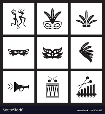 Concept flat icons in black and white Brazilian vector image