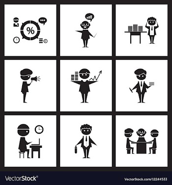 Concept flat icons in black and white business vector image