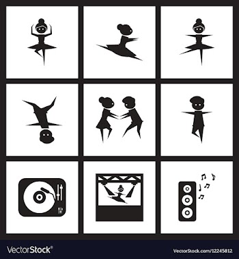 Concept flat icons in black and white dancing vector image