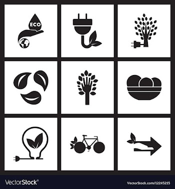 Concept flat icons in black and white eco energy vector image