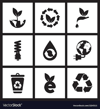 Concept flat icons in black and white eco symbols vector image