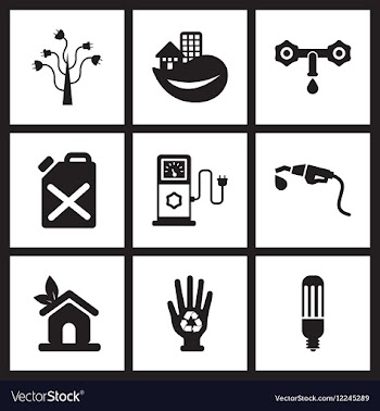 Concept flat icons in black and white ecological vector image