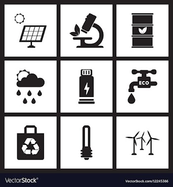 Concept flat icons in black and white ecology vector image
