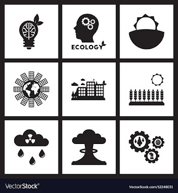 Concept flat icons in black and white ecology vector image